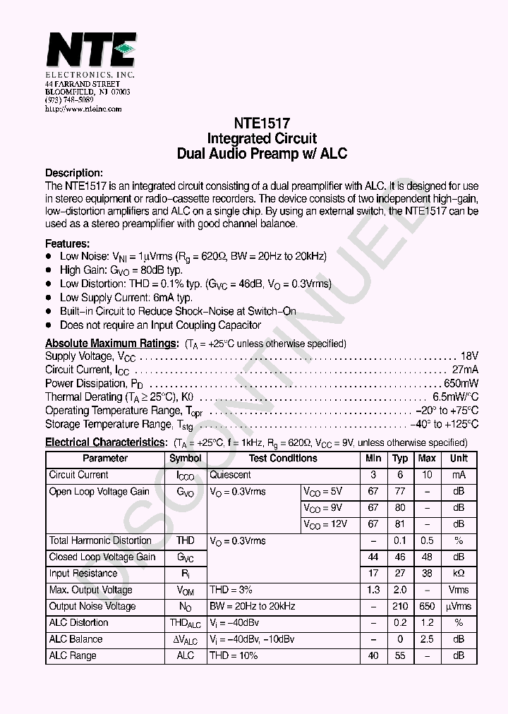 NTE1517_4122699.PDF Datasheet