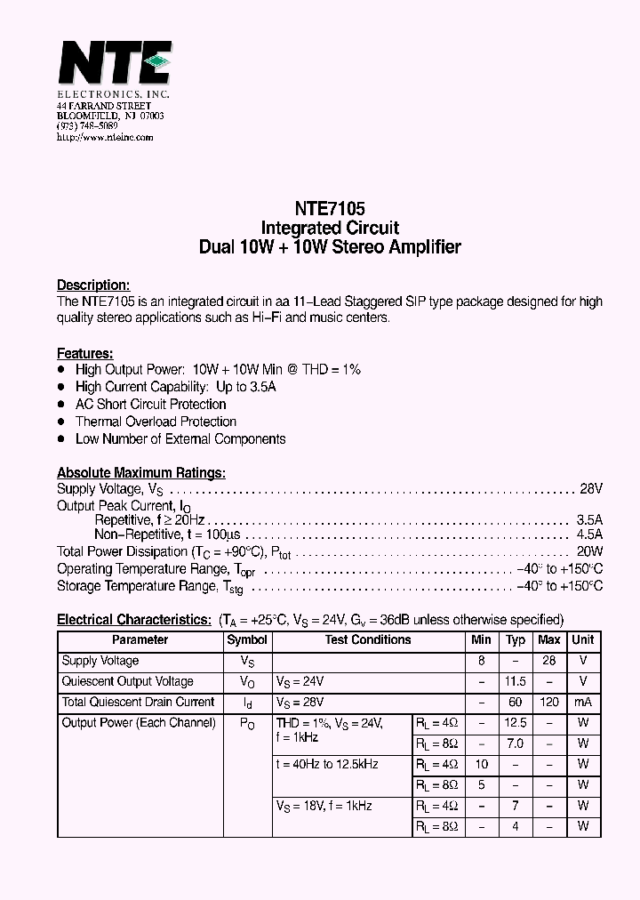 NTE7105_4126325.PDF Datasheet