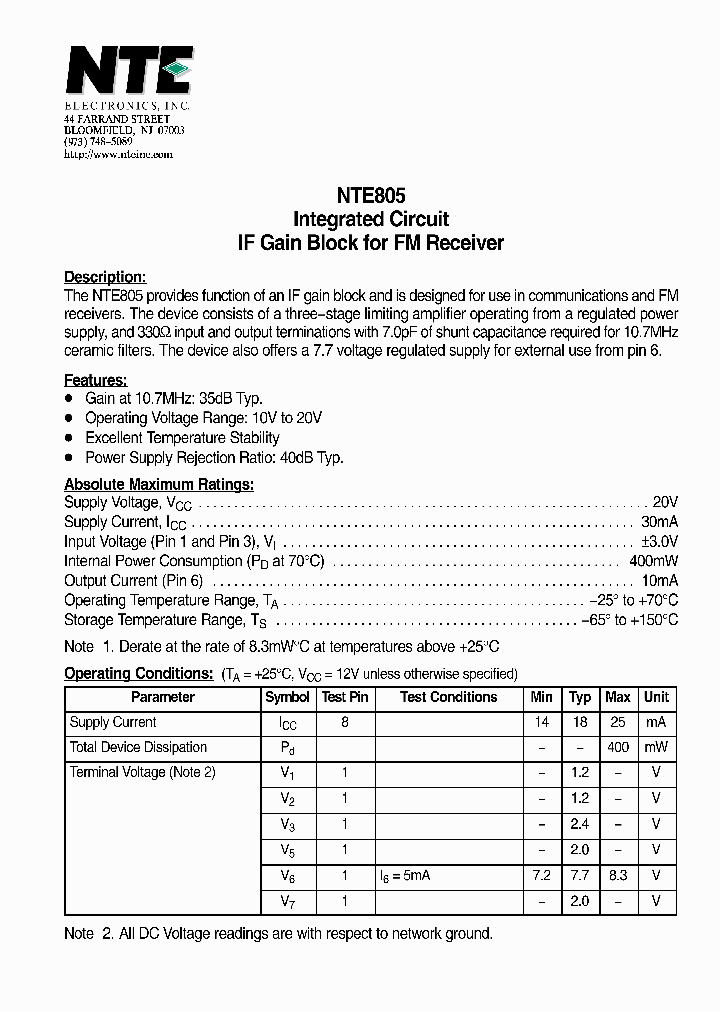 NTE805_4126318.PDF Datasheet