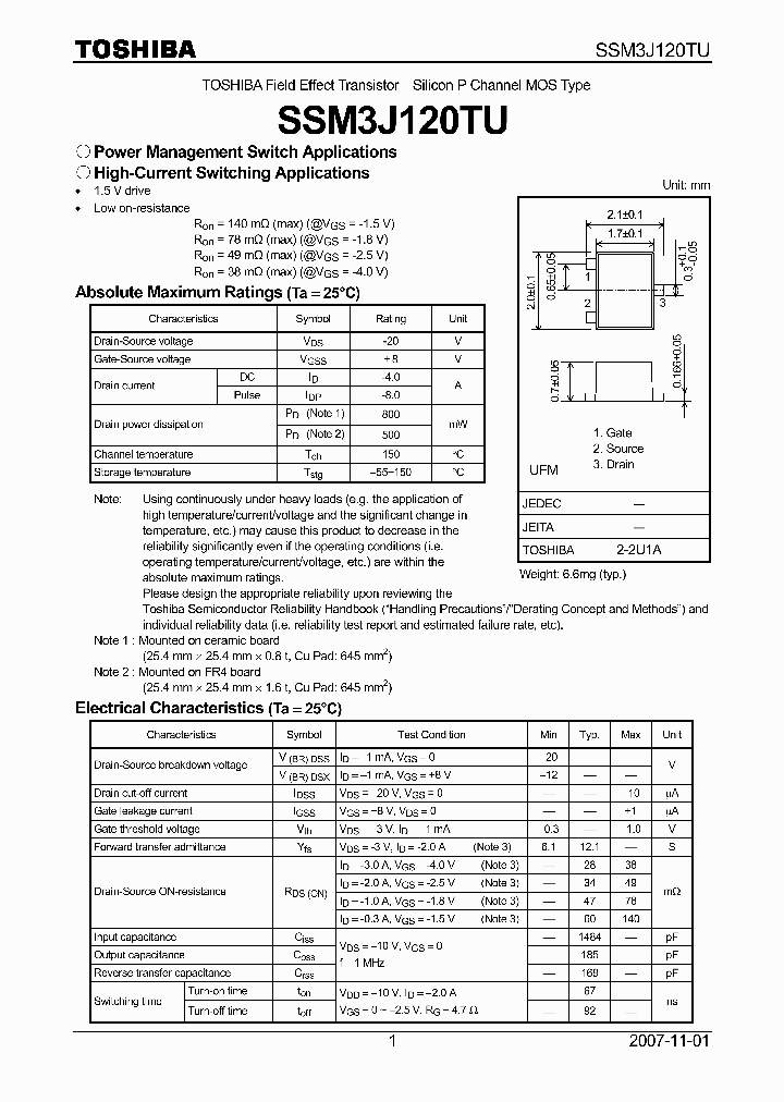 SSM3J120TU_4125468.PDF Datasheet