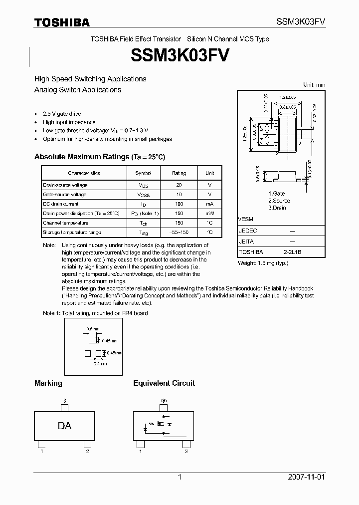 SSM3K03FV_4124566.PDF Datasheet