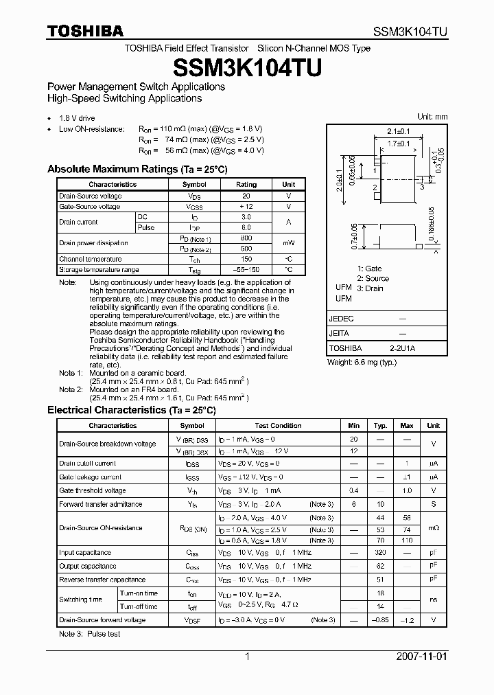 SSM3K104TU_4124555.PDF Datasheet
