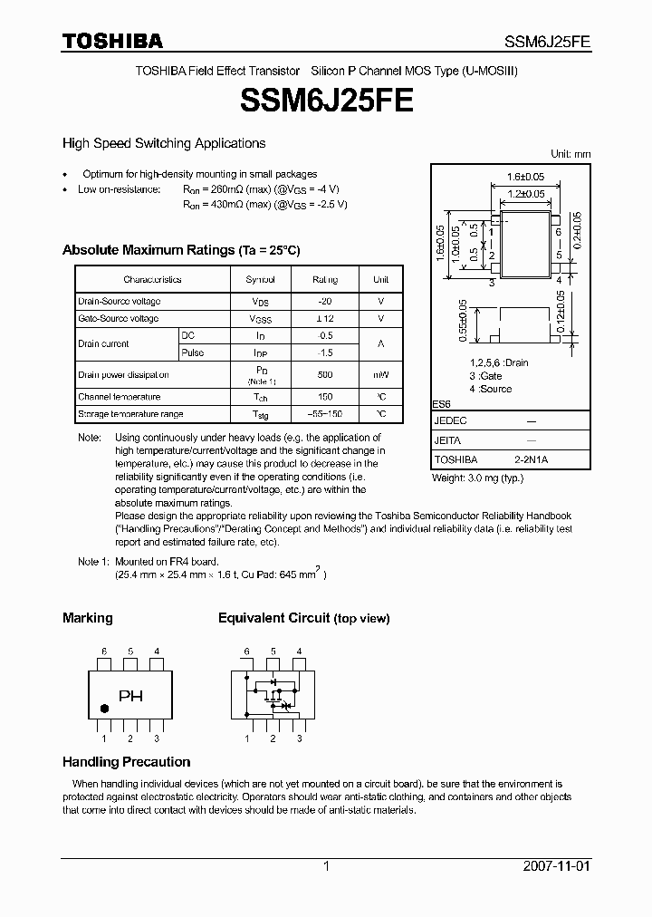 SSM6J25FE_4134798.PDF Datasheet