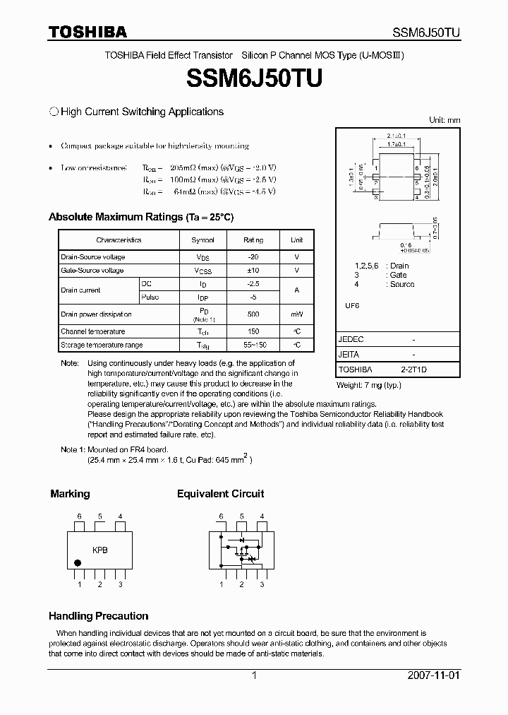 SSM6J50TU_4134796.PDF Datasheet