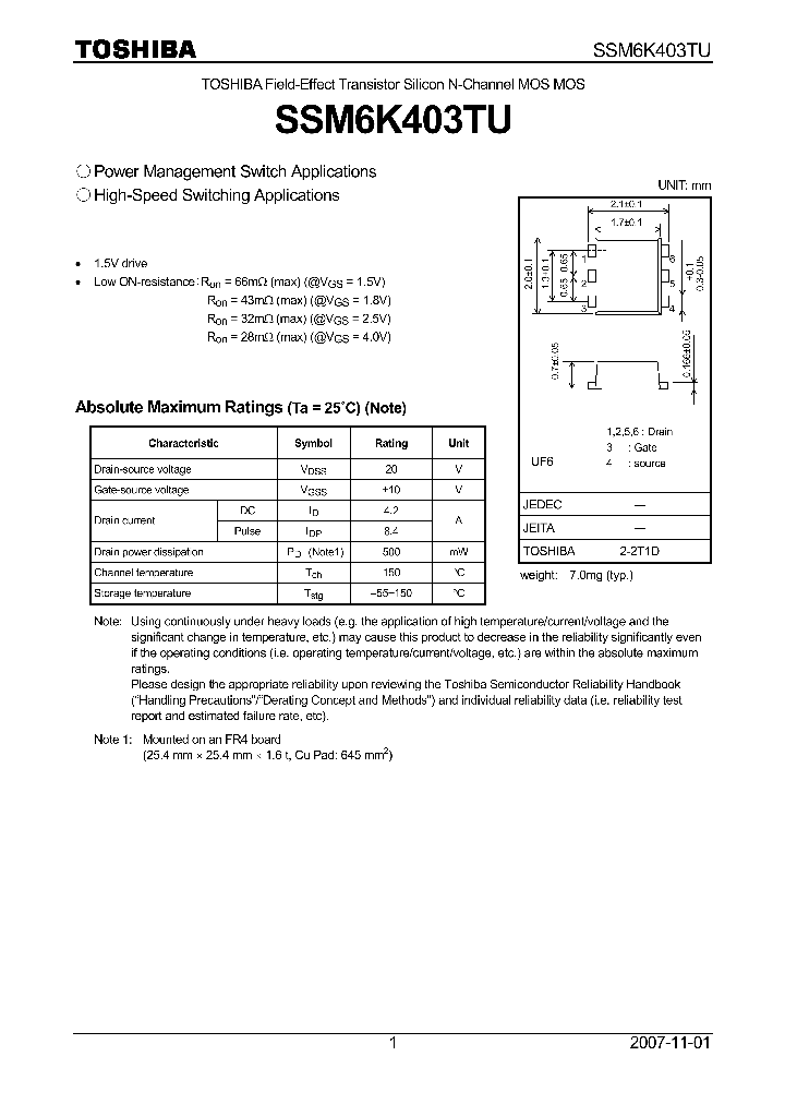 SSM6K403TU_4134779.PDF Datasheet