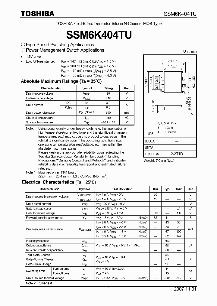 SSM6K404TU_4134778.PDF Datasheet