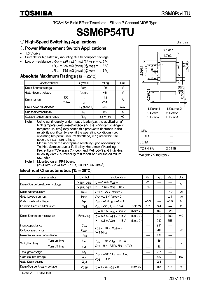 SSM6P54TU_4134249.PDF Datasheet