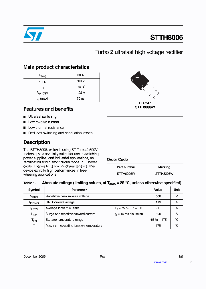 STTH8006_4120261.PDF Datasheet
