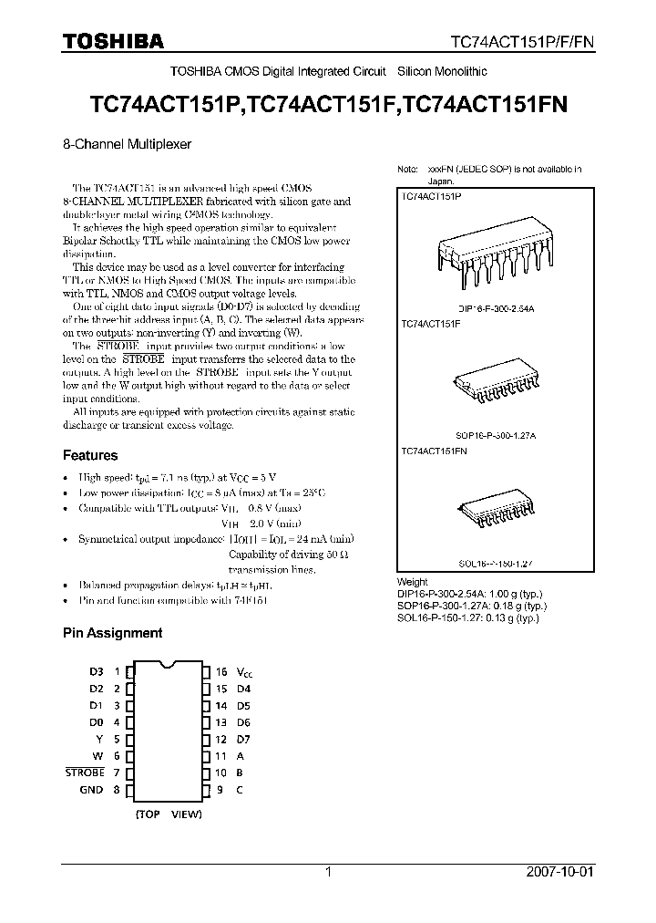 TC74ACT151P07_4124768.PDF Datasheet