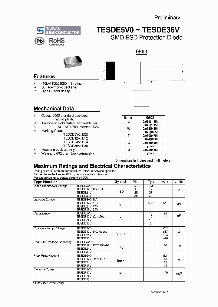 TESDE5V0_4131274.PDF Datasheet