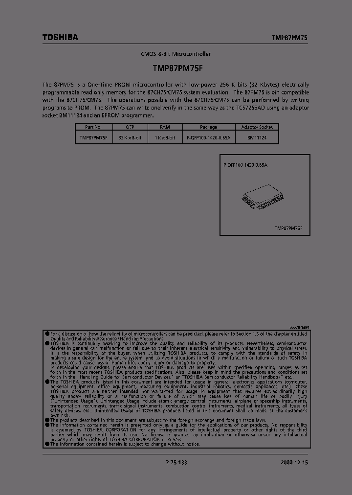 TMP87PM75F_4158227.PDF Datasheet