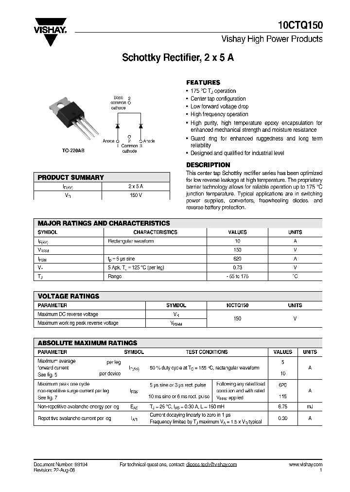 10CTQ150_4438425.PDF Datasheet
