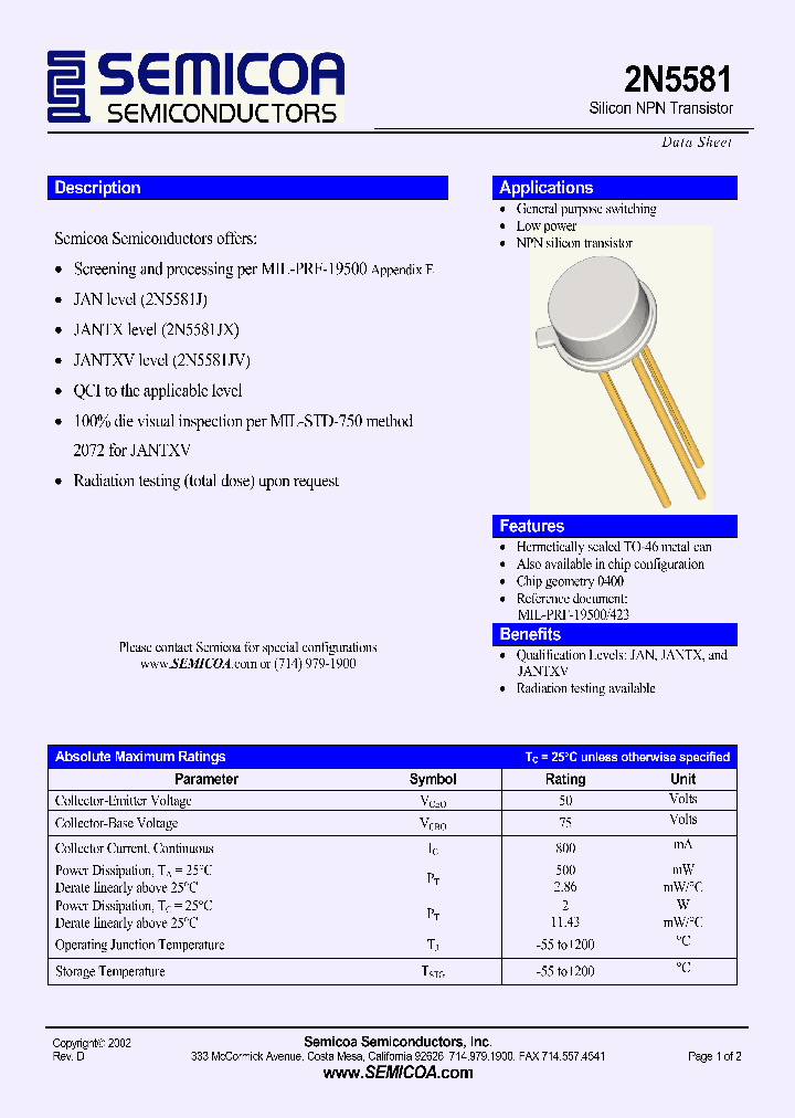 2N5581_4420959.PDF Datasheet