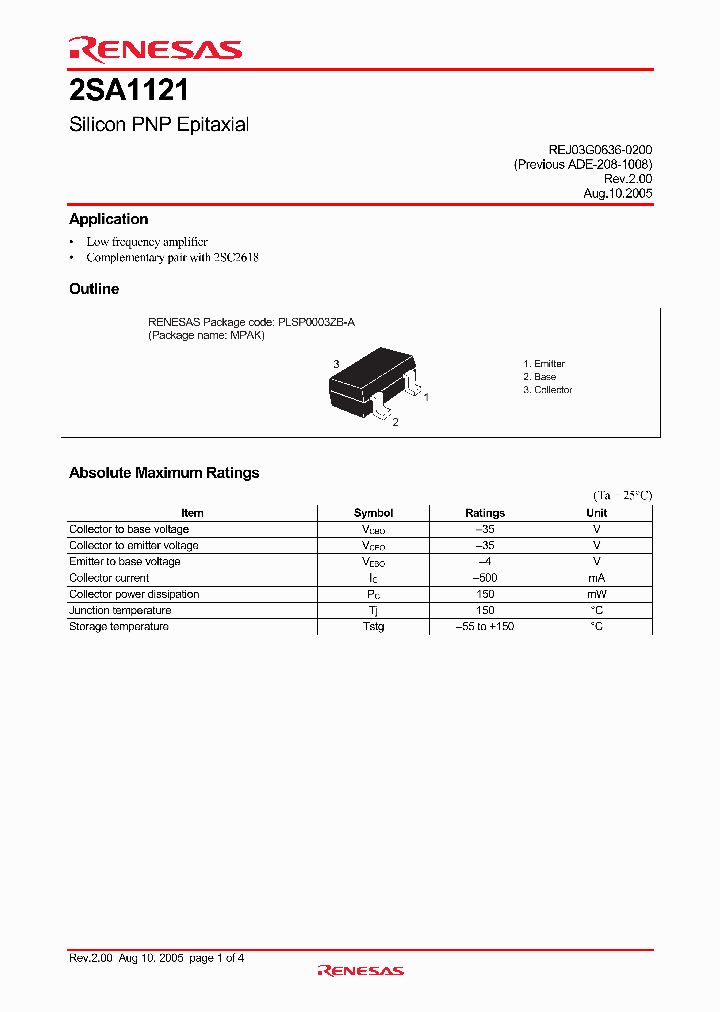 2SA1121SDTL-E_4241630.PDF Datasheet