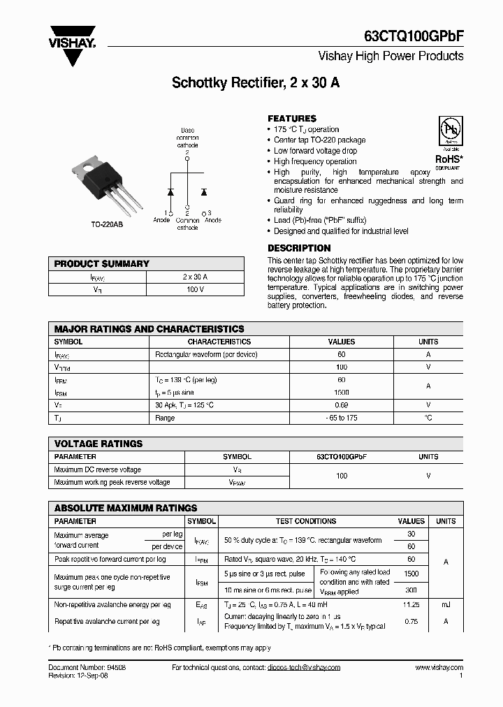 63CTQ100GPBF_4429609.PDF Datasheet