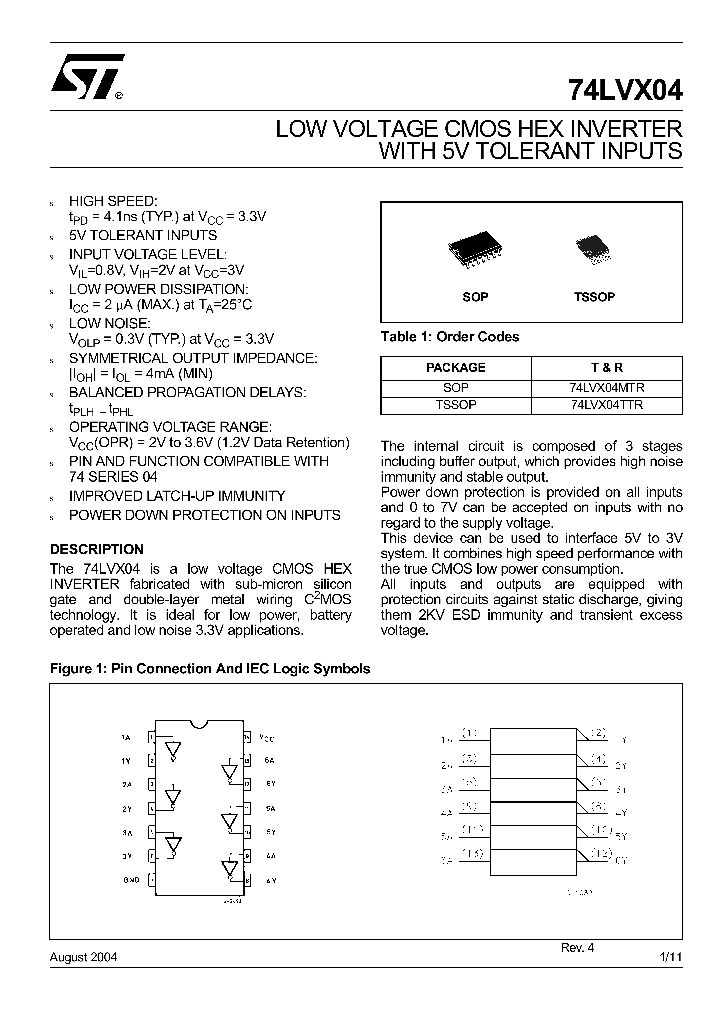 74LVX04MTR_4452903.PDF Datasheet