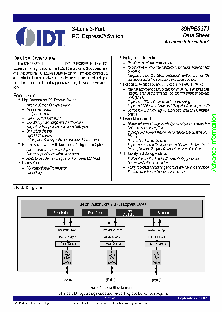89HPES3T3_4543227.PDF Datasheet