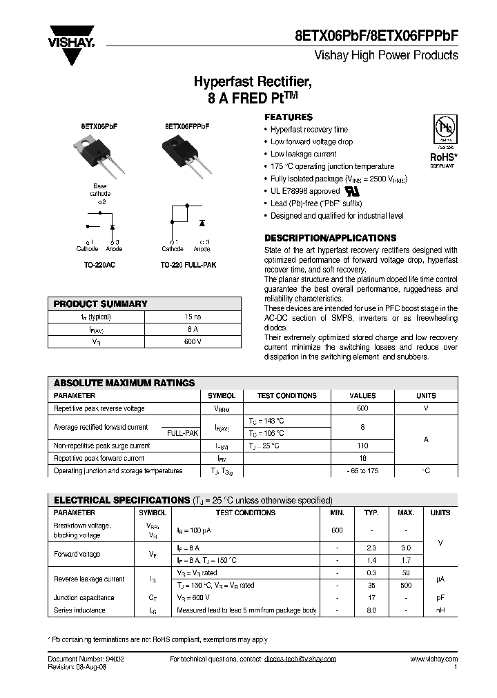 8ETX06FPPBF_4415886.PDF Datasheet