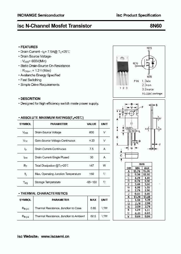 8N60_4325096.PDF Datasheet