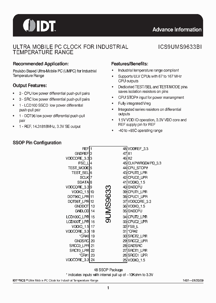 9UMS9633BKILFT_4532779.PDF Datasheet