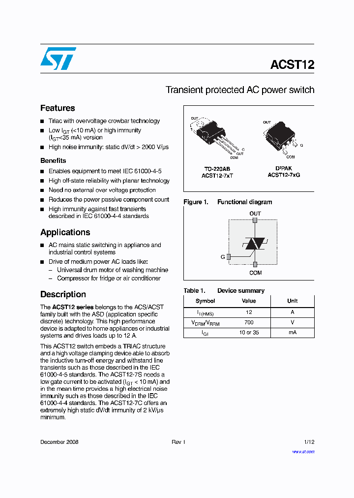 ACST12-7CG_4466187.PDF Datasheet