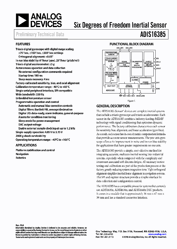 ADIS16385_4575157.PDF Datasheet