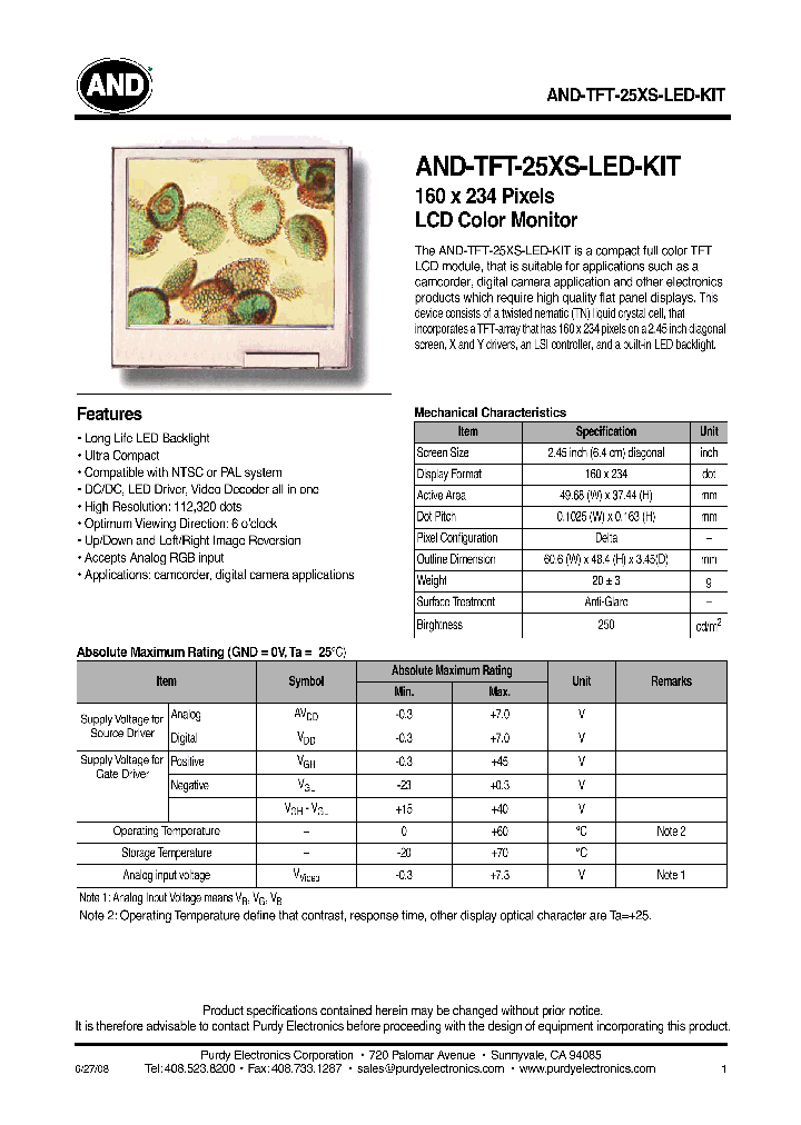 AND-TFT-25XS-LED-KIT_4566821.PDF Datasheet