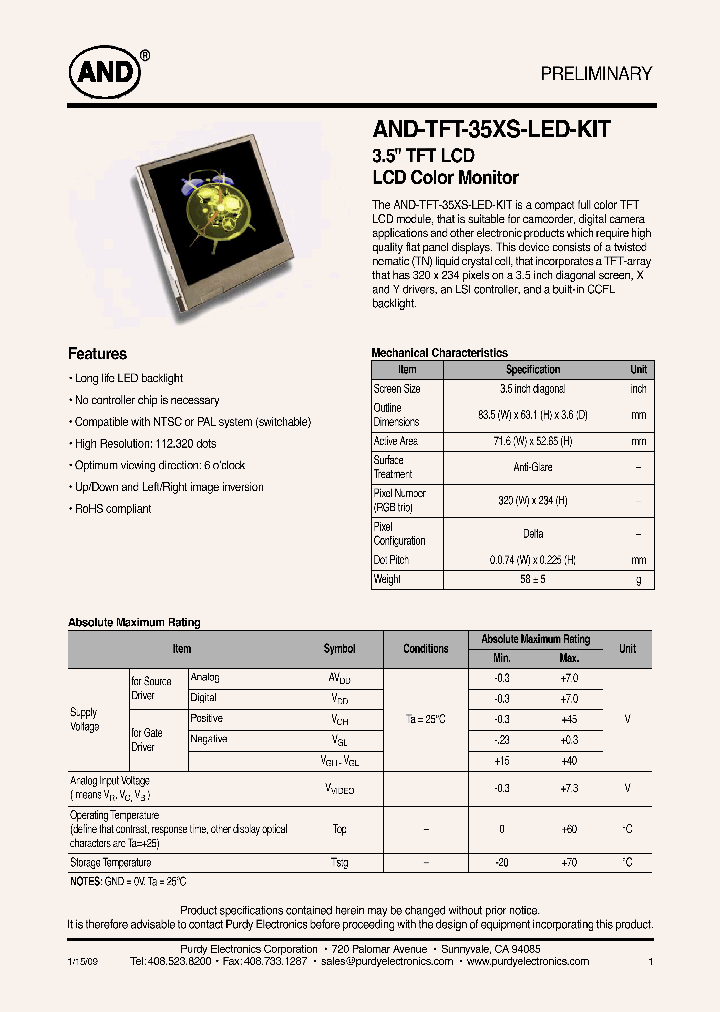 AND-TFT-35XS-LED-KIT_4566831.PDF Datasheet