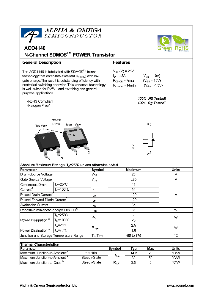 AOD4140_4622995.PDF Datasheet