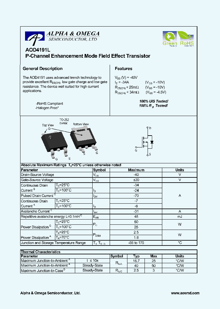 AOD4191L_4311681.PDF Datasheet