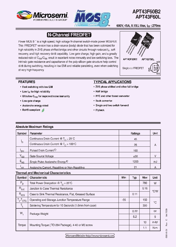 APT43F60B2_4582443.PDF Datasheet