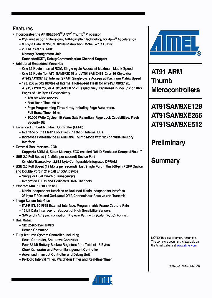 AT91SAM9XE512_4567529.PDF Datasheet