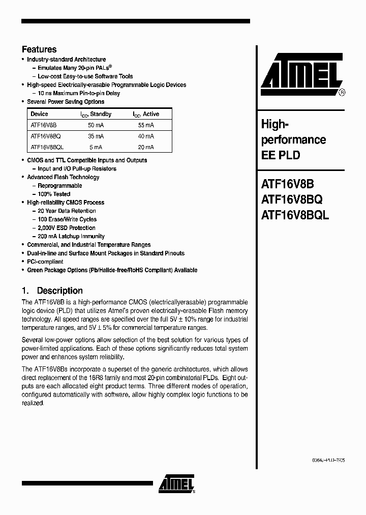 ATF16V8B-15SU_4623330.PDF Datasheet