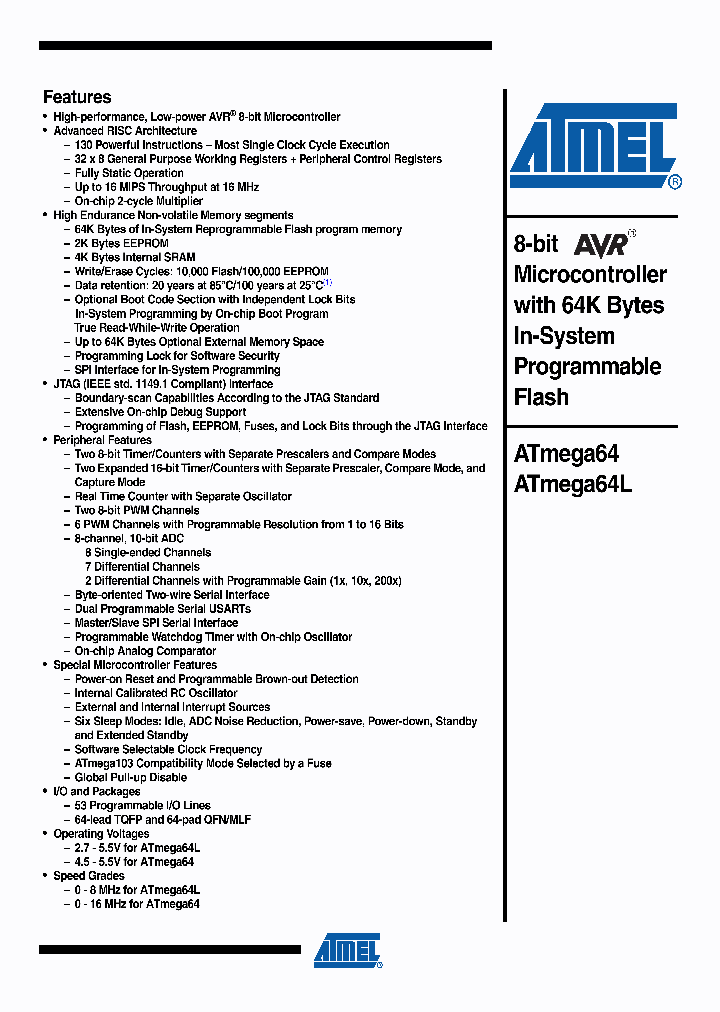 ATMEGA64L-8AU_4356060.PDF Datasheet