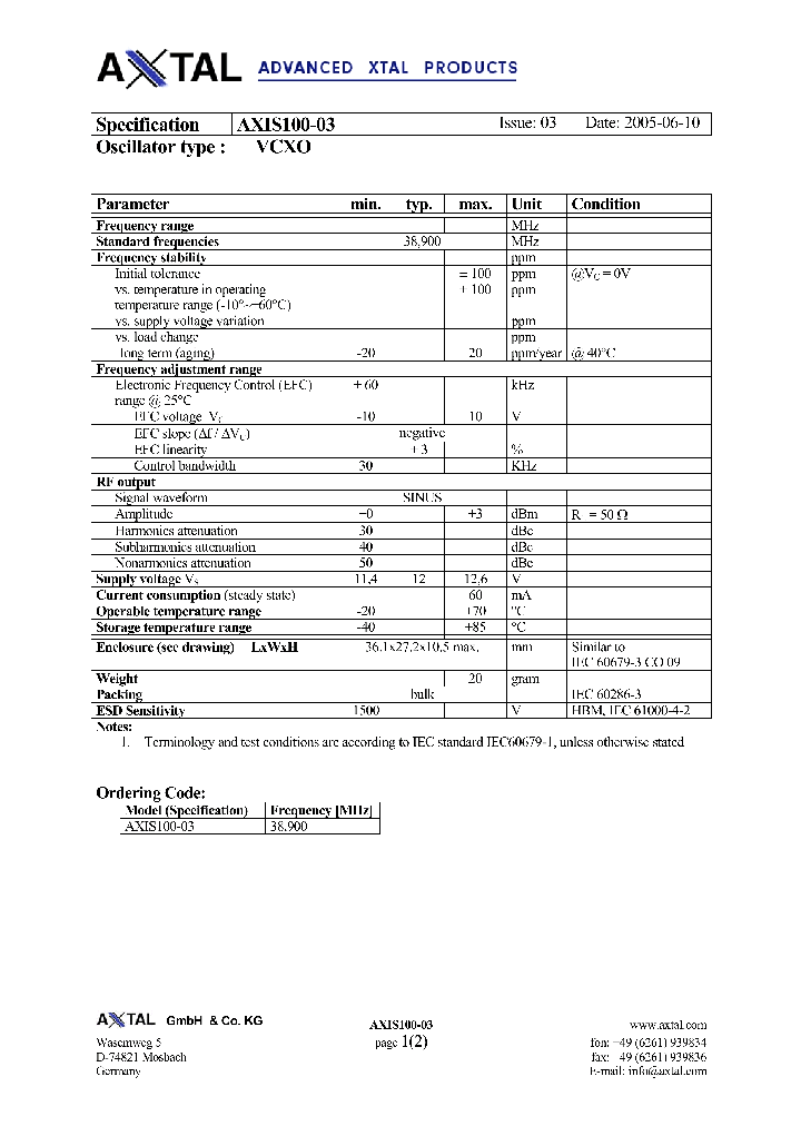 AXIS100-03_4193274.PDF Datasheet