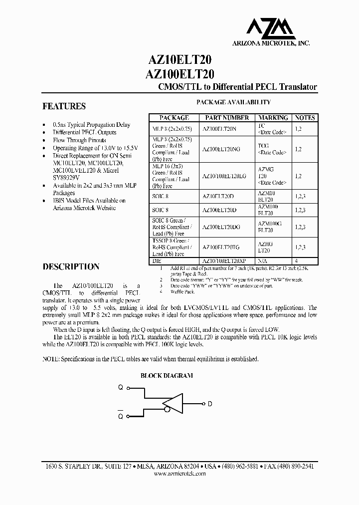 AZ100ELT20_4355293.PDF Datasheet