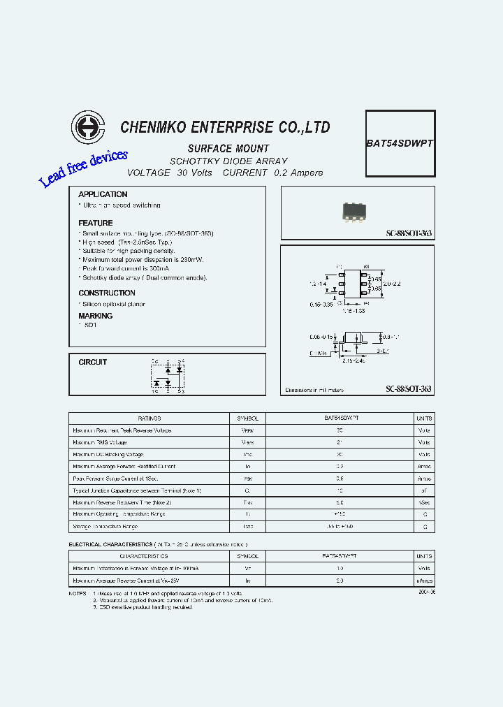 BAT54SDWPT_4806912.PDF Datasheet