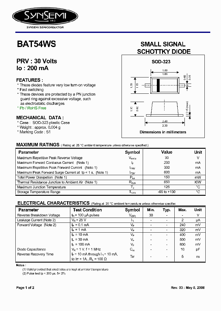 BAT54WS_4517384.PDF Datasheet