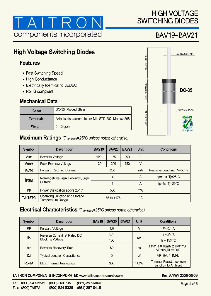BAV21_4223600.PDF Datasheet