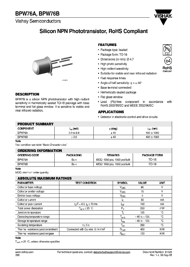 BPW76A_4397125.PDF Datasheet