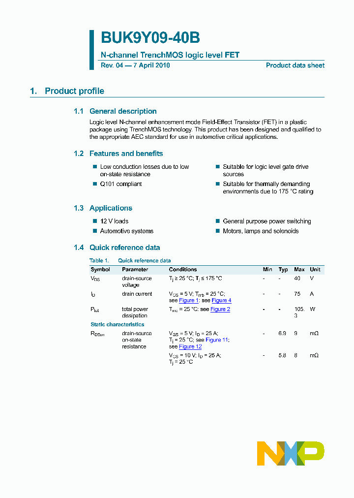 BUK9Y09-40B_4899496.PDF Datasheet