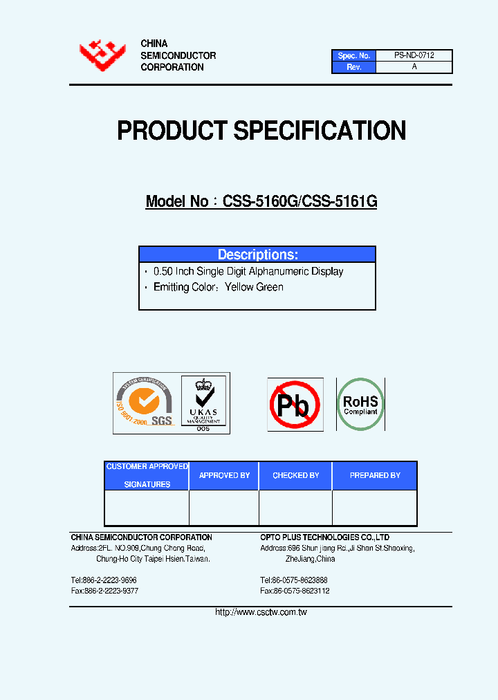 CSS-5160G_4740850.PDF Datasheet