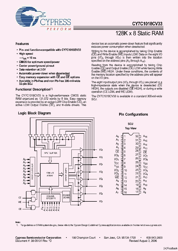 CY7C1018CV33_4184237.PDF Datasheet