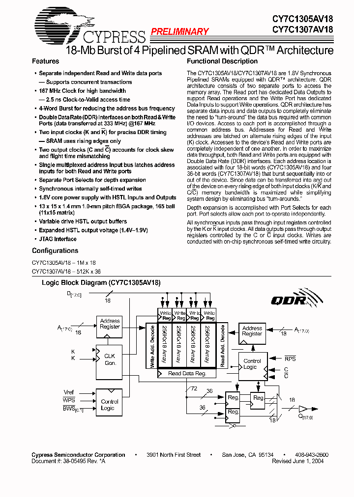 CY7C1305AV18_4298292.PDF Datasheet