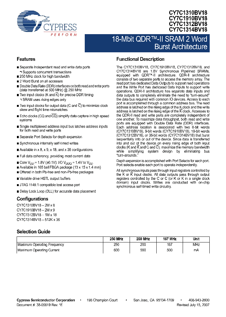 CY7C1310BV18-167BZC_4693022.PDF Datasheet
