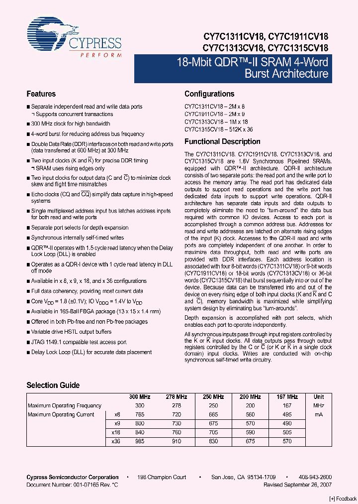 CY7C1313CV18-167BZC_4535876.PDF Datasheet