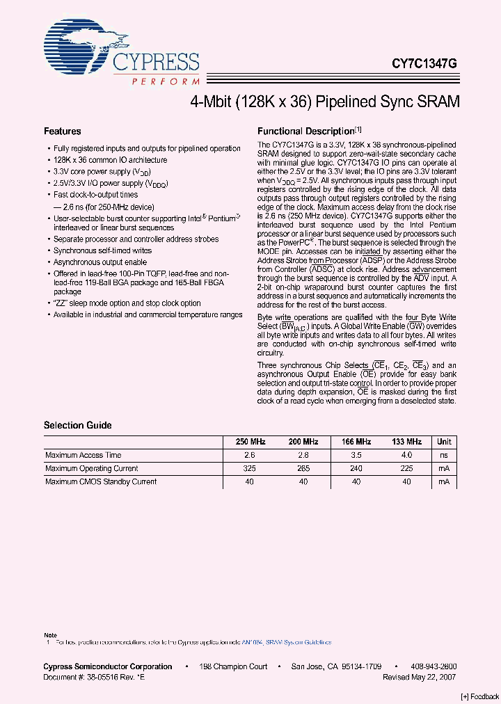 CY7C1347G-133AXC_4347119.PDF Datasheet