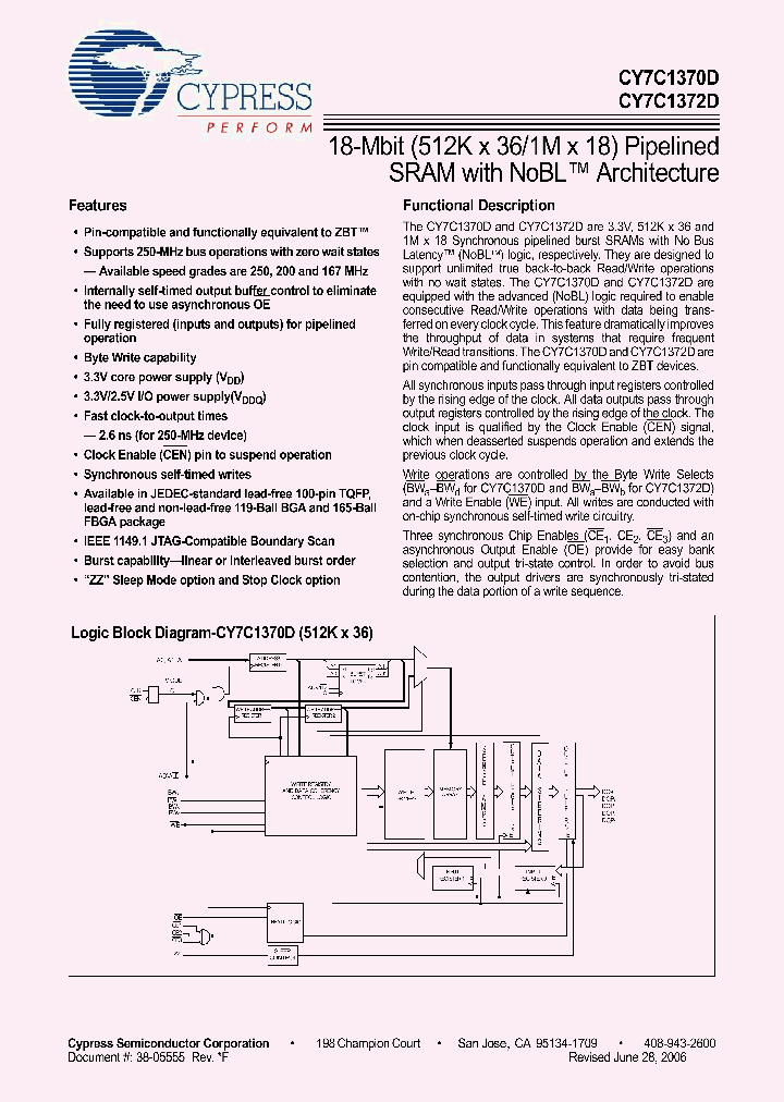 CY7C1370D-167AXI_4507515.PDF Datasheet