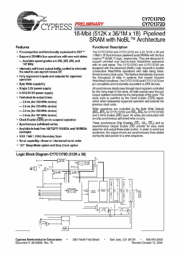 CY7C1370D-250BZI_4762247.PDF Datasheet