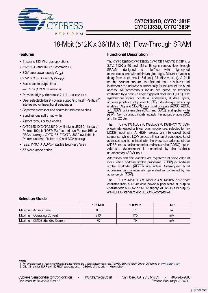 CY7C1383D-100AXC_4197962.PDF Datasheet